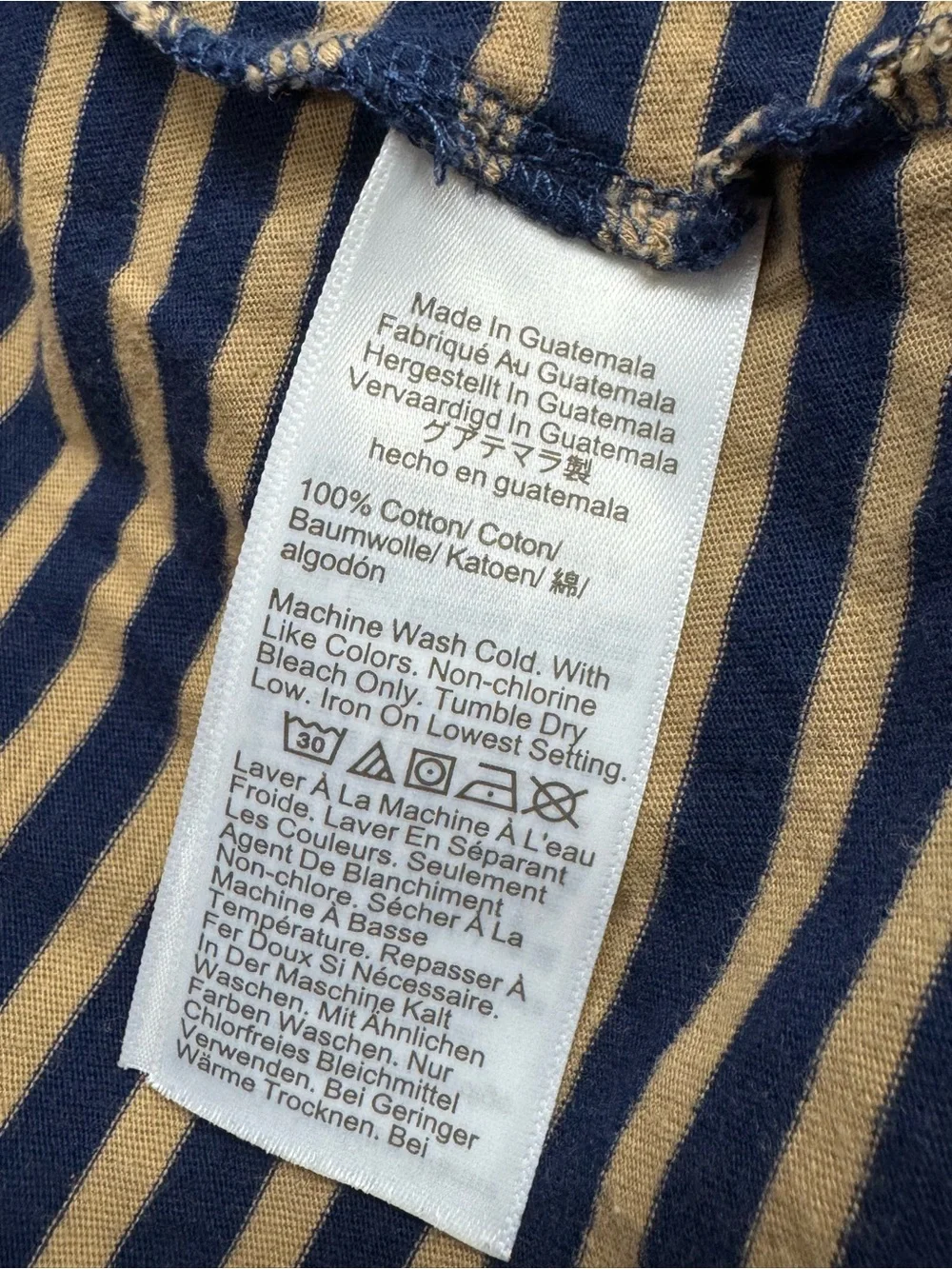 J. Crew Tissue Turtleneck Striped Shirt Tan Navy Blue Women’s Medium